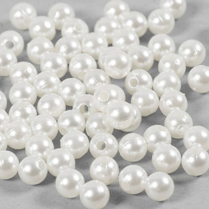 Voksperler, dia. 6 mm, hullstr. 1,9 mm, perlemor, 65 stk./ 1 pk.