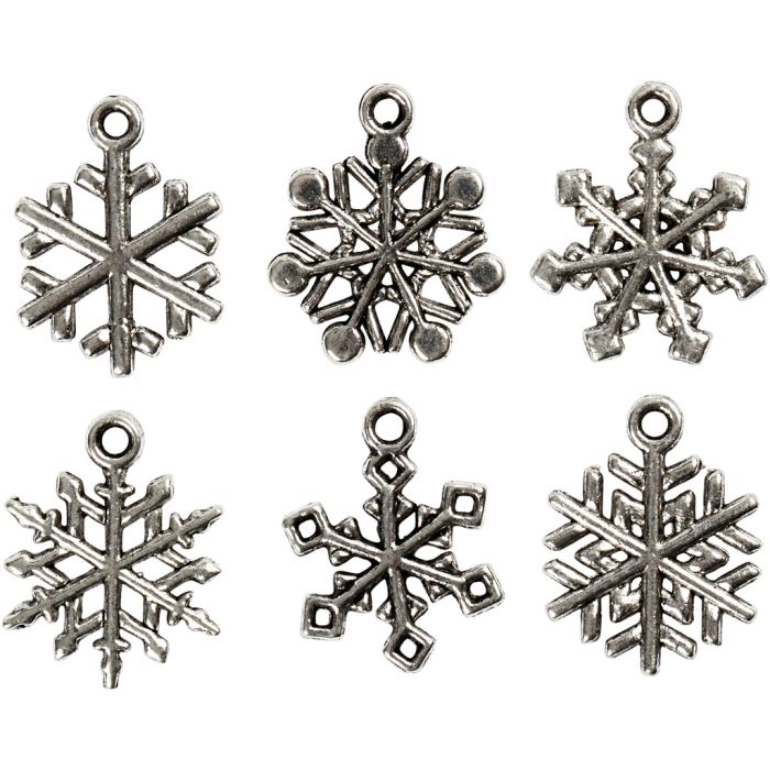 Snøkrystall med øye , H: 20 mm, hullstr. 1,5 mm, antikk sølv, 18 ass./ 1 pk.