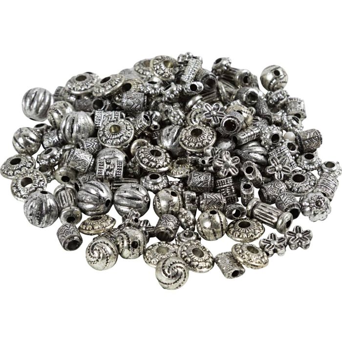 Perlemix, dia. 3-20 mm, hullstr. 1,5-3 mm, sølv, 50 g/ 1 pk.