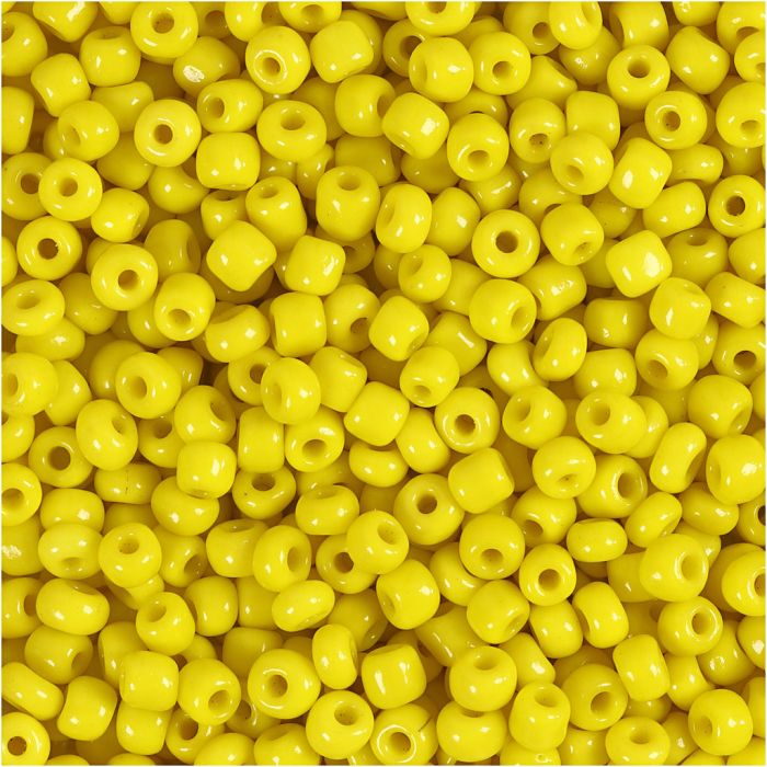 Rocaillesperler, dia. 3 mm, str. 8/0, hullstr. 0,6-1,0 mm, gul, 25 g/ 1 pk.