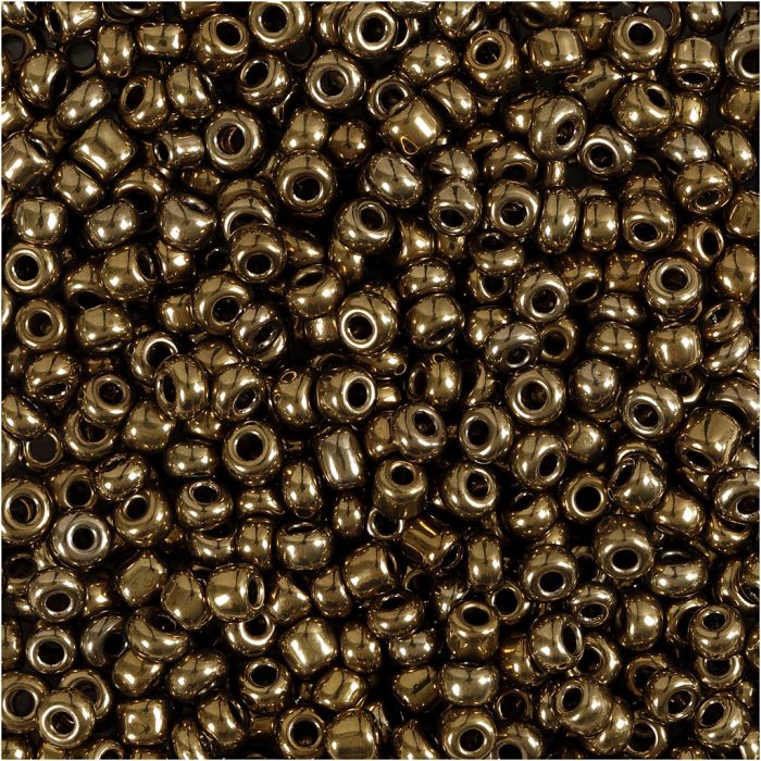 Rocaillesperler, dia. 3 mm, str. 8/0, hullstr. 0,6-1,0 mm, bronse, 25 g/ 1 pk.
