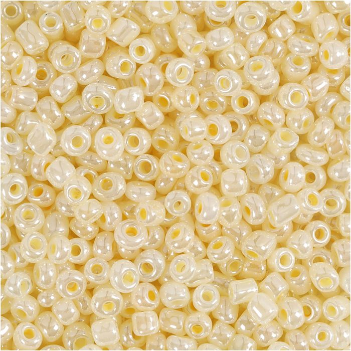 Rocaillesperler, dia. 3 mm, str. 8/0, hullstr. 0,6-1,0 mm, elfenben, 25 g/ 1 pk.
