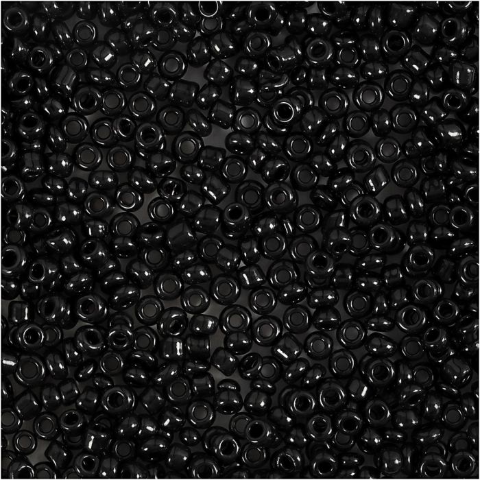 Rocaillesperler, dia. 2 mm, str. 12/0, hullstr. 0,8 mm, svart, 25 g/ 1 pk.