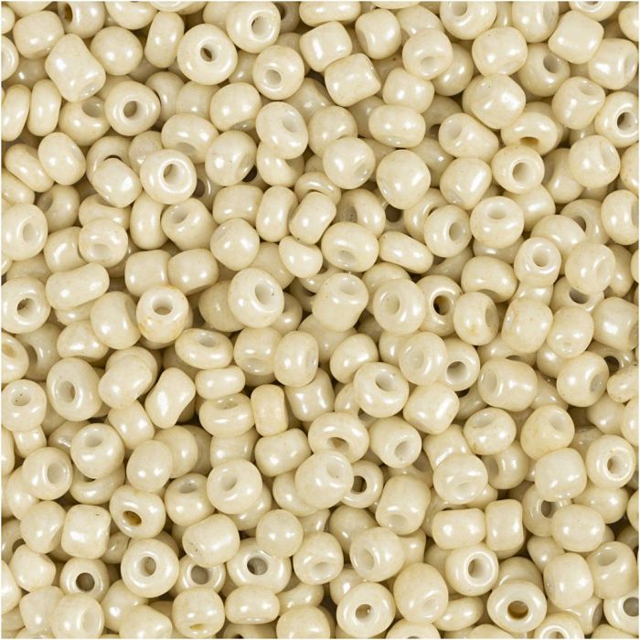 Rocaillesperler, dia. 3 mm, str. 8/0, hullstr. 0,6-1,0 mm, off white, 25 g/ 1 pk.