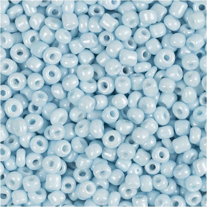 Rocaillesperler, dia. 3 mm, str. 8/0, hullstr. 0,6-1,0 mm, lys blå, 25 g/ 1 pk.
