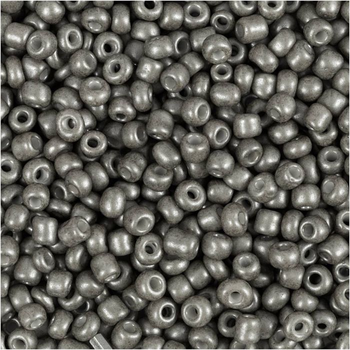 Rocaillesperler, dia. 3 mm, str. 8/0, hullstr. 0,6-1,0 mm, grå, 25 g/ 1 pk.