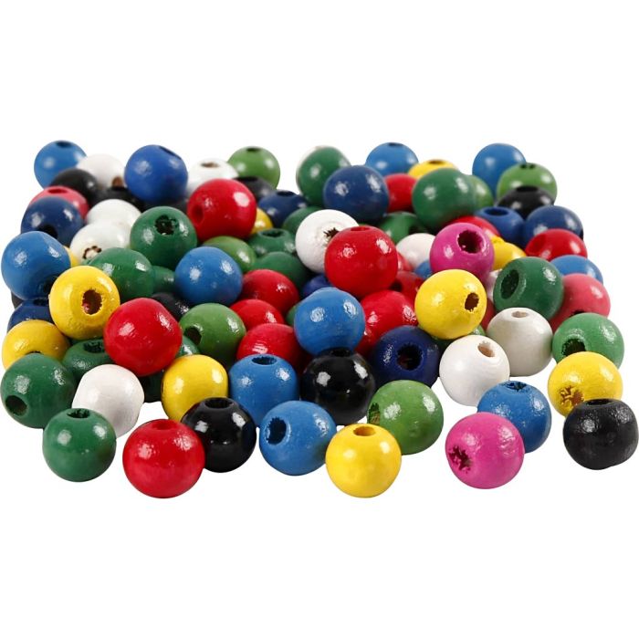 Treperler, dia. 8, hullstr. 2 mm, ass. farger, 200 stk./ 1 pk.