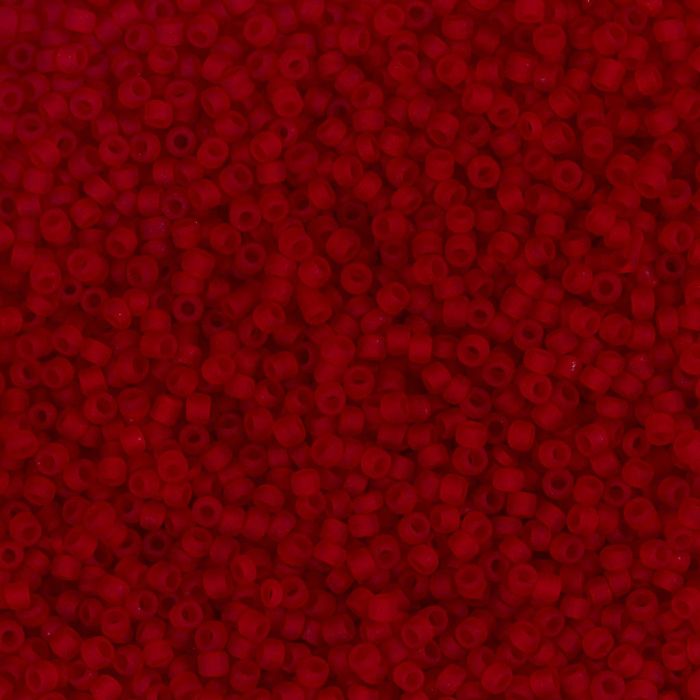 Rocaillesperler, nr. 15/0, dia. 1.7 mm, hullstr. 0,5-0,8 mm, matt frozen, rød, 25 g/ 1 pk.