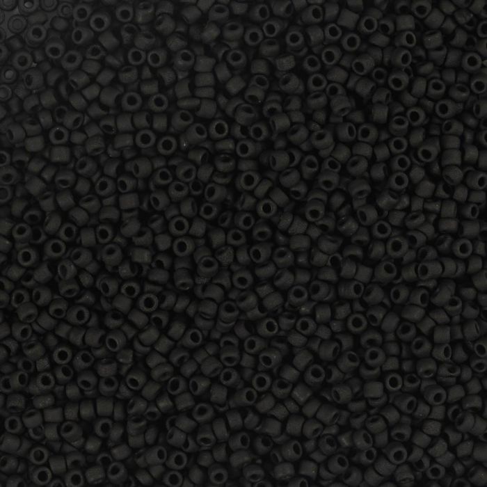 Rocaillesperler, nr. 15/0, dia. 1.7 mm, hullstr. 0,5-0,8 mm, matt frozen, svart, 25 g/ 1 pk.