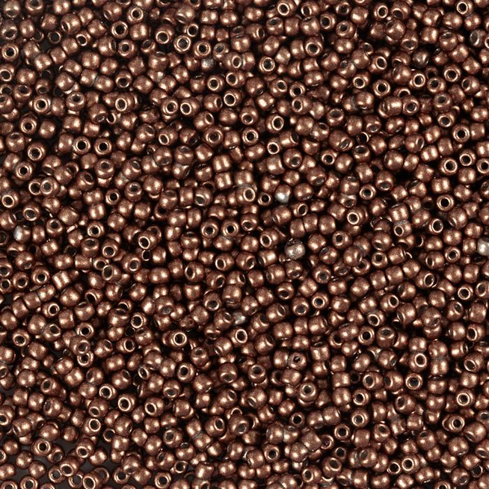 Rocaillesperler, nr. 15/0, dia. 1.7 mm, hullstr. 0,5-0,8 mm, matt frozen, kobber, 25 g/ 1 pk.