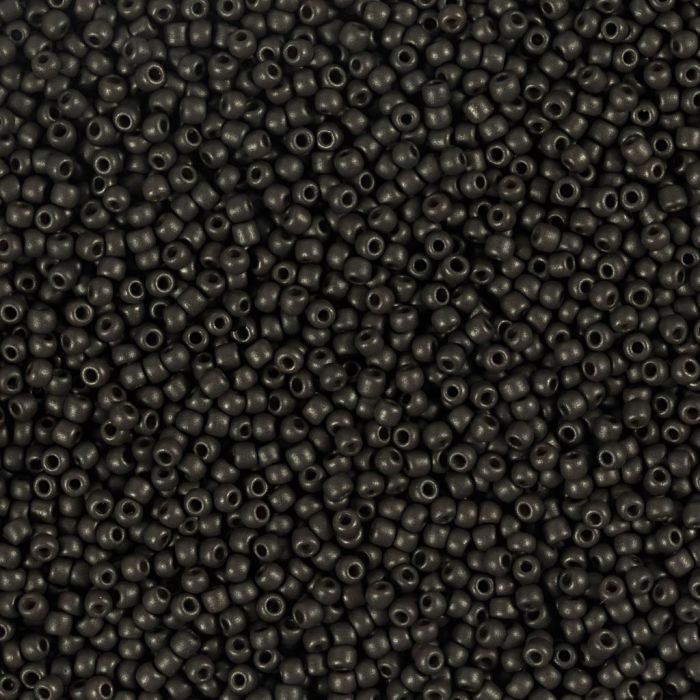 Rocaillesperler, nr. 15/0, dia. 1.7 mm, hullstr. 0,5-0,8 mm, matt frozen, svart, 25 g/ 1 pk.