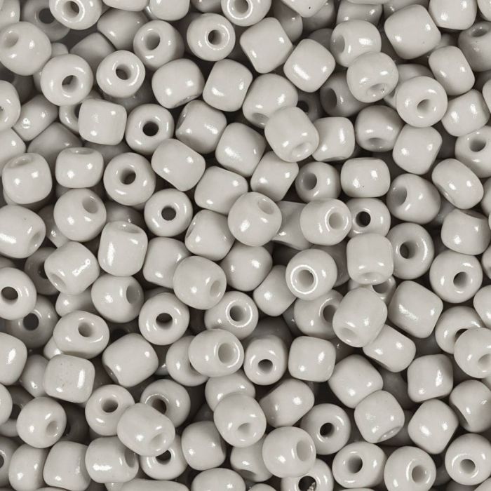 Rocaillesperler, nr. 6/0, dia. 4 mm, hullstr. 0,9-1,2 mm, lys grå, 25 g/ 1 pk.
