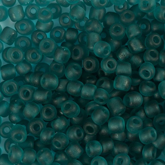 Rocaillesperler, nr. 6/0, dia. 4 mm, hullstr. 0,9-1,2 mm, matt frozen, turkis, 25 g/ 1 pk.
