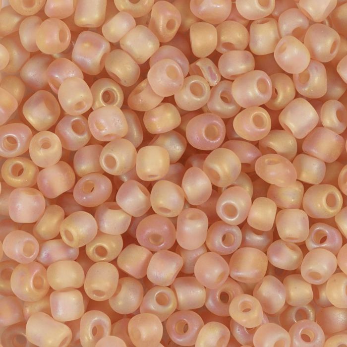 Rocaillesperler, nr. 6/0, dia. 4 mm, hullstr. 0,9-1,2 mm, matt frozen, beige, 25 g/ 1 pk.