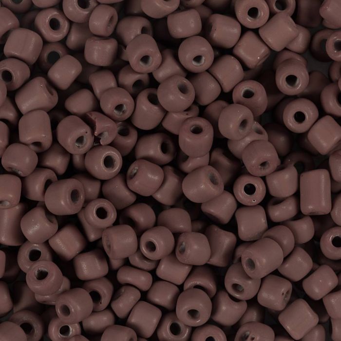 Rocaillesperler, nr. 6/0, dia. 4 mm, hullstr. 0,9-1,2 mm, matt frozen, mocca, 25 g/ 1 pk.