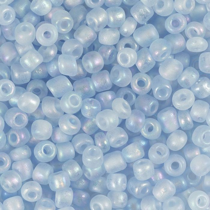 Rocaillesperler, nr. 6/0, dia. 4 mm, hullstr. 0,9-1,2 mm, light blue center, 25 g/ 1 pk.