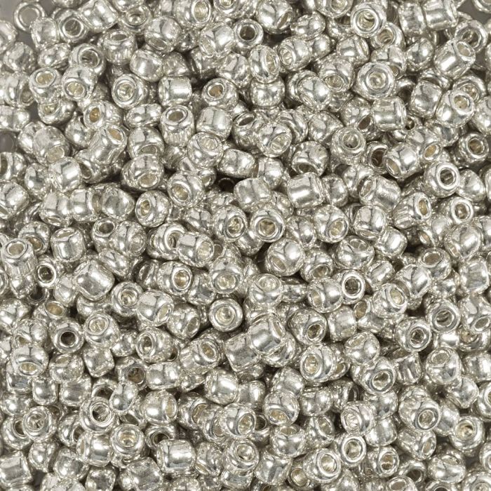 Rocaillesperler, nr. 8/0, dia. 3 mm, hullstr. 0,6-1,0 mm, sølv, 25 g/ 1 pk.