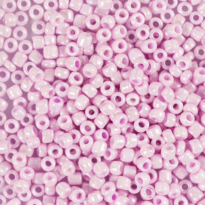 Rocaillesperler, nr. 8/0, dia. 3 mm, hullstr. 0,6-1,0 mm, soft rosa, 25 g/ 1 pk.