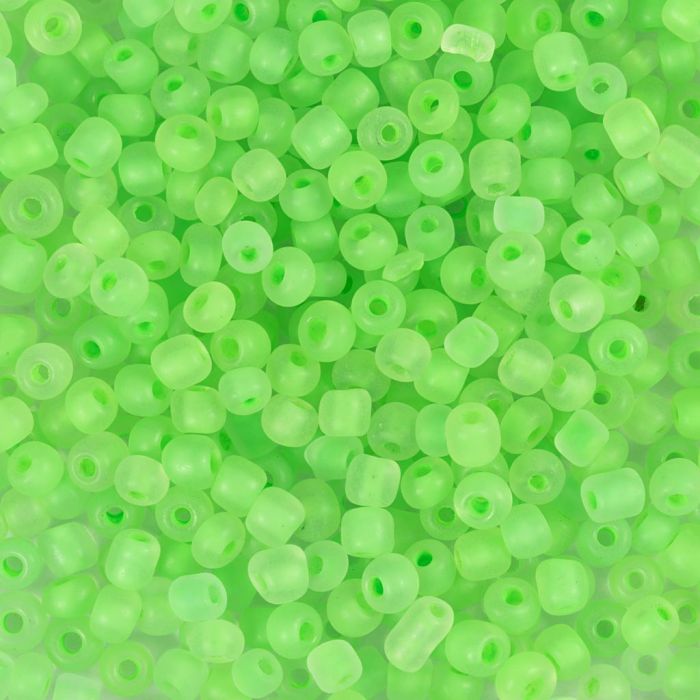 Rocaillesperler, nr. 8/0, dia. 3 mm, hullstr. 0,6-1,0 mm, matt, grønn, 25 g/ 1 pk.