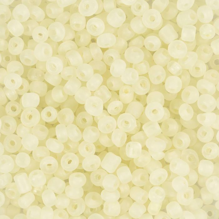 Rocaillesperler, nr. 8/0, dia. 3 mm, hullstr. 0,6-1,0 mm, matt frozen, hvit, 25 g/ 1 pk.