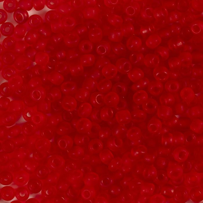 Rocaillesperler, nr. 8/0, dia. 3 mm, hullstr. 0,6-1,0 mm, matt frozen, rød, 25 g/ 1 pk.