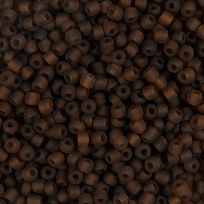 Rocaillesperler, nr. 8/0, dia. 3 mm, hullstr. 0,6-1,0 mm, matt frozen, brun, 25 g/ 1 pk.