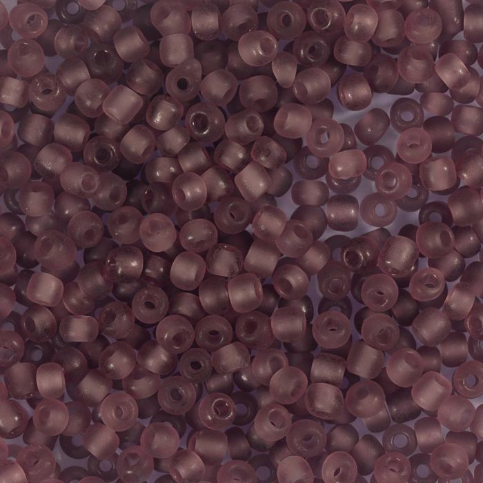 Rocaillesperler, nr. 8/0, dia. 3 mm, hullstr. 0,6-1,0 mm, matt frozen, lys lilla, 25 g/ 1 pk.