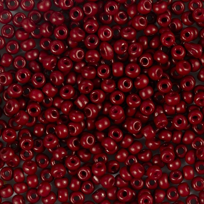 Rocaillesperler, nr. 8/0, dia. 3 mm, hullstr. 0,6-1,0 mm, matt frozen, rødbrun, 25 g/ 1 pk.