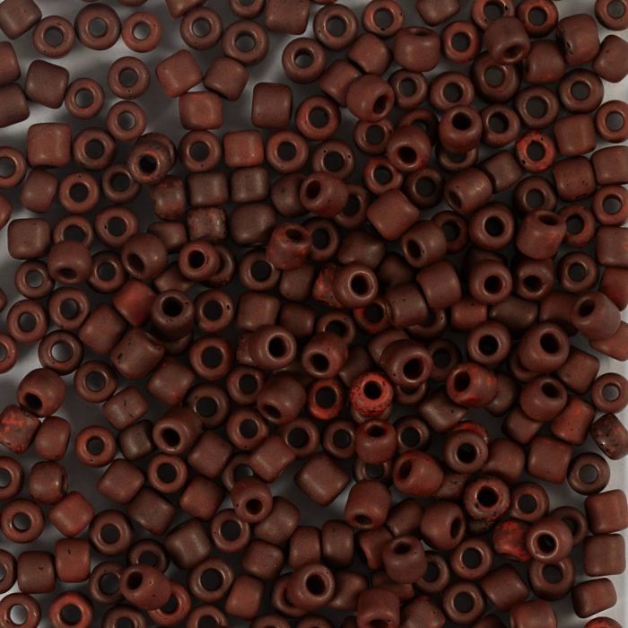 Rocaillesperler, nr. 8/0, dia. 3 mm, hullstr. 0,6-1,0 mm, matt frozen, mocca, 25 g/ 1 pk.