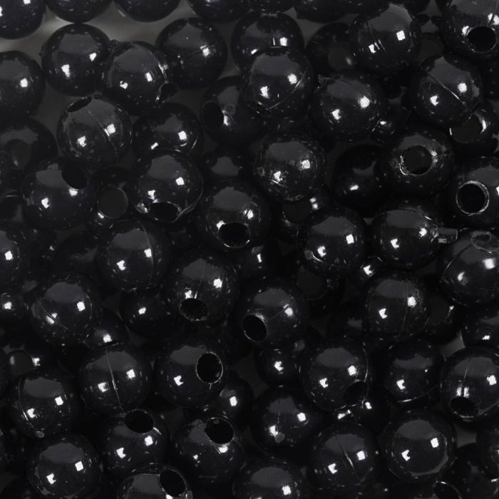 Plastperler, dia. 6 mm, hullstr. 1,5 mm, svart, 300 g/ 1 pk.