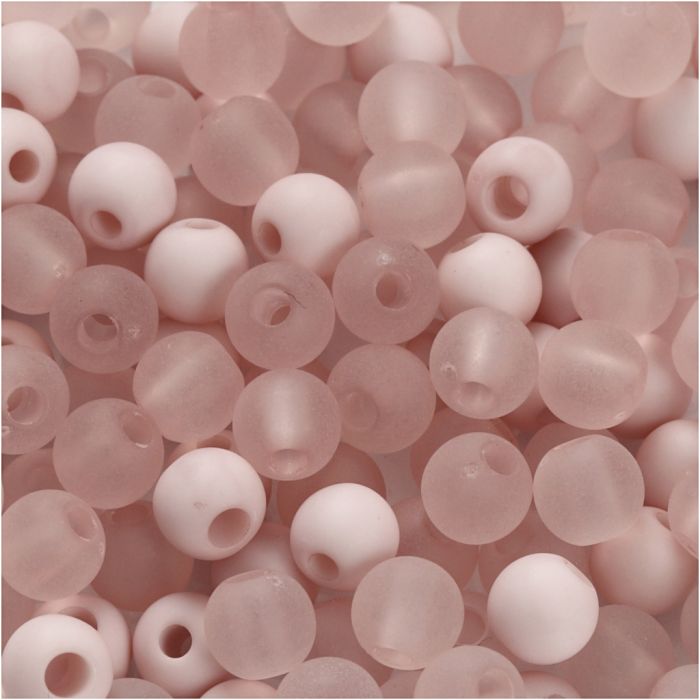 Plastperler, dia. 6 mm, hullstr. 2 mm, ca. 150 stk., rosa, 40 g/ 1 pk.