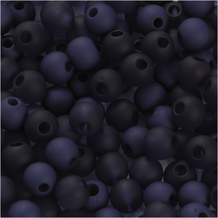 Plastperler, dia. 6 mm, hullstr. 2 mm, ca. 150 stk., blå, 40 g/ 1 pk.