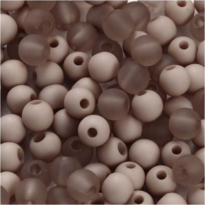 Plastperler, dia. 6 mm, hullstr. 2 mm, ca. 150 stk., lys grå, 40 g/ 1 pk.
