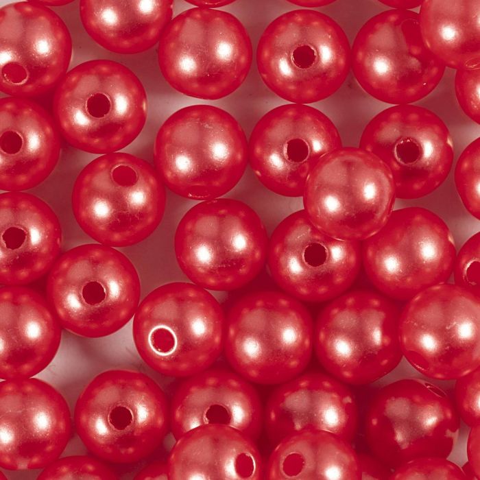 Voksperler, dia. 8 mm, hullstr. 1 mm, rød, 50 stk., 20 g/ 1 pk.
