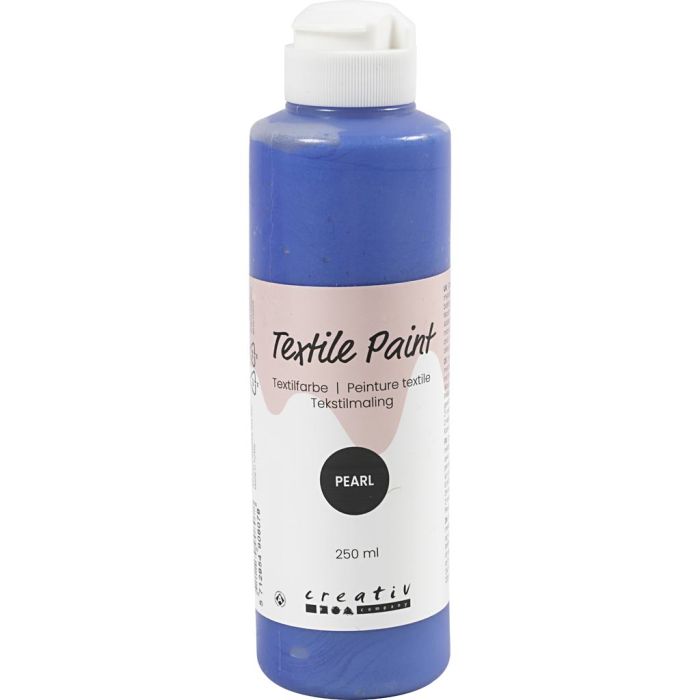 Tekstilmaling, perlemor, dekkende, blå, 250 ml/ 1 fl.