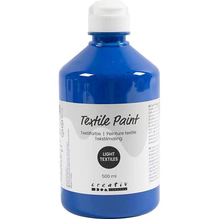 Tekstilmaling, semi opaque, primær blå, 500 ml/ 1 fl.