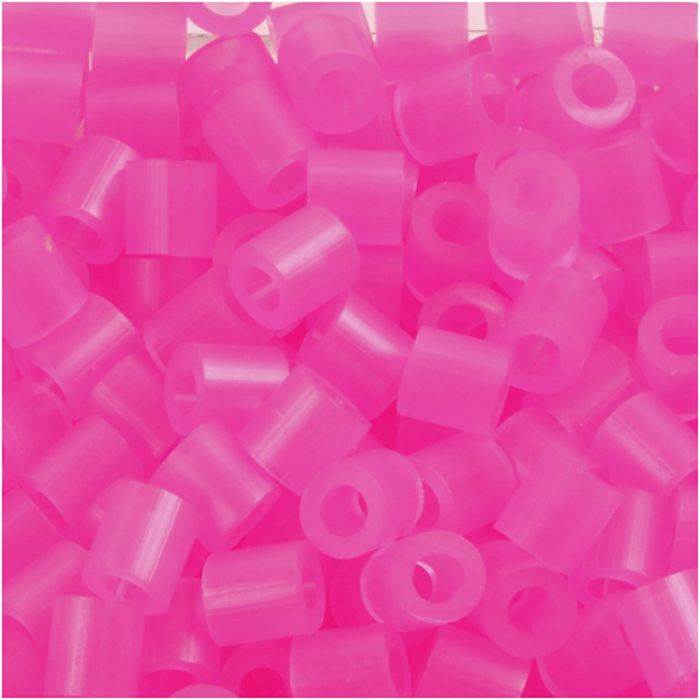 Rørperler, str. 5x5 mm, hullstr. 2,5 mm, medium, rosa neon (32257), 1100 stk./ 1 pk.