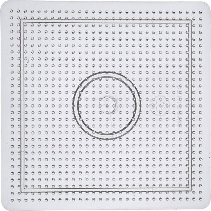Perleplate, kvadratiske, str. 15 cm, medium, transparent, 1 stk.