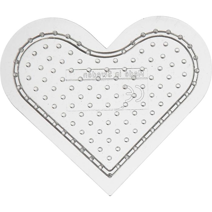 Perleplate, litt hjerte, str. 7 cm, medium, transparent, 1 stk.