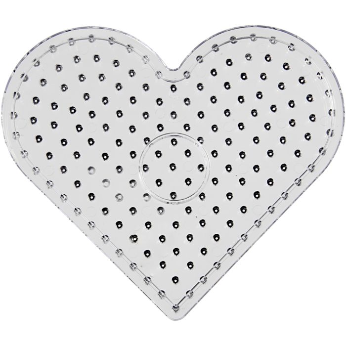 Perleplate, hjerte, str. 17,5x17,5 cm, JUMBO, klar, 1 stk.