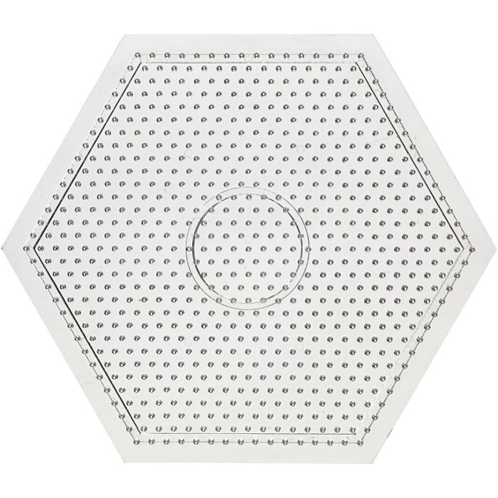 Perleplate, stor sekskant, str. 15x15 cm, medium, klar, 1 stk.