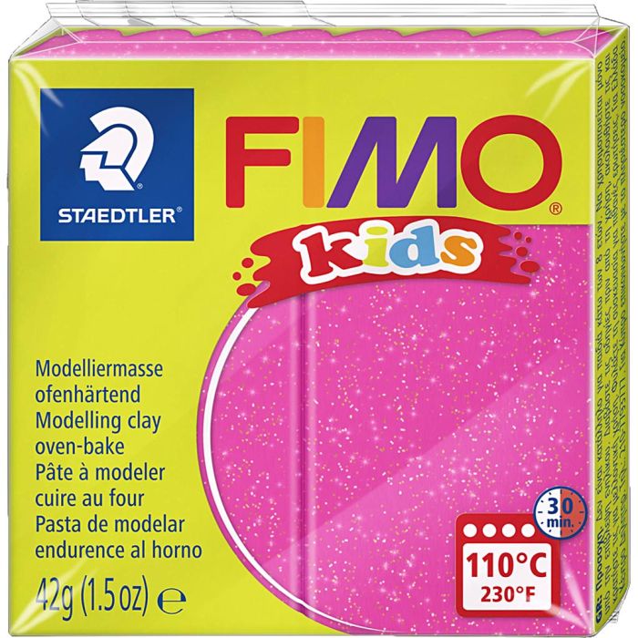 FIMO® Kids Leire, glitter, pink, 42 g/ 1 pk.