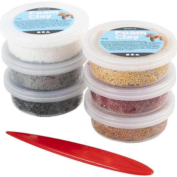 Foam Clay® , metallisk, brun harmoni, 84 g, 6x14 g/ 1 pk.