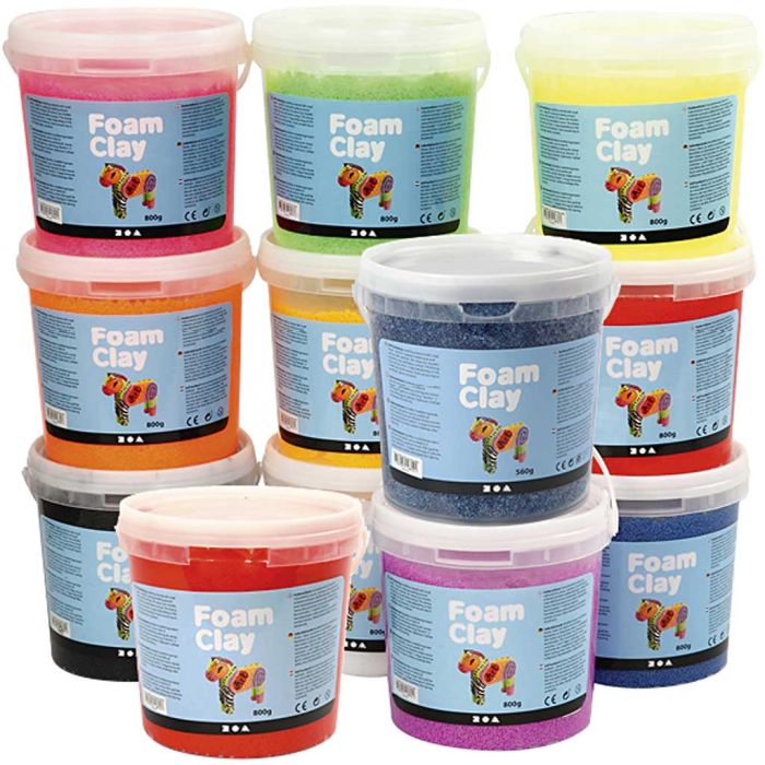 Foam Clay® , Innhold kan variere , ass. farger, 12x560 g/ 1 pk.