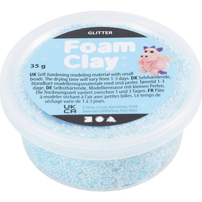 Foam Clay® , glitter, lys blå, 35 g/ 1 boks