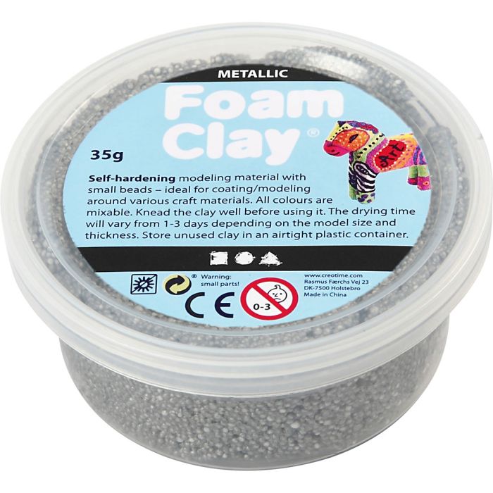 Foam Clay® , metallisk, sølv, 35 g/ 1 boks