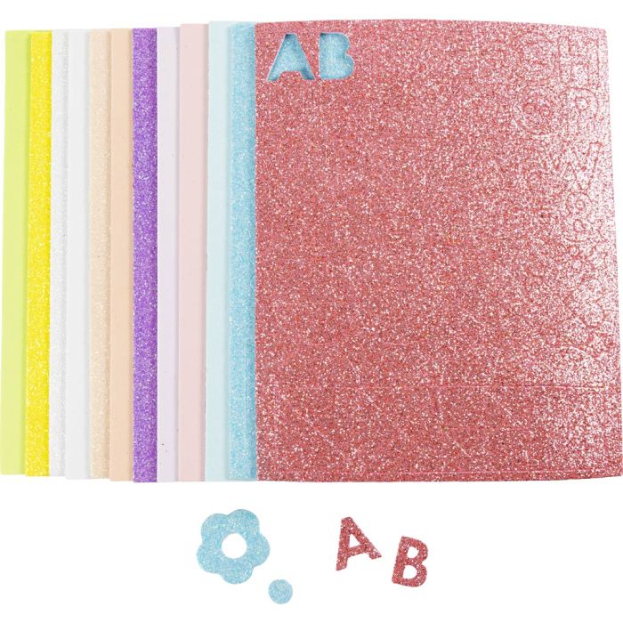 Mosgummi, str. 14x25 cm, tykkelse 2 mm, pastellfarger, 12 ark/ 1 pk.