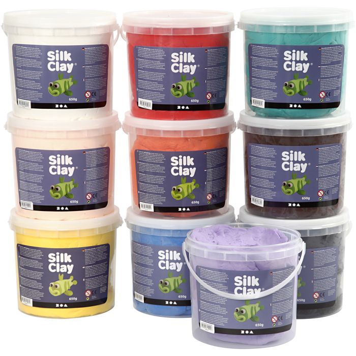 Silk Clay®, ass. farger, 10x650 g/ 1 pk.