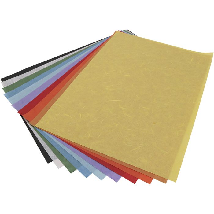 Rispapir, ark 23x32 cm, ass. farger, 10 ark/ 1 pk.