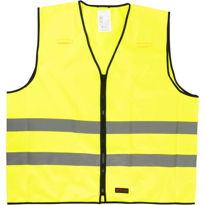 Reflexväst med dragkedja, L: 76 cm, B: 67 cm, str. XXL, gul, 1 stk.